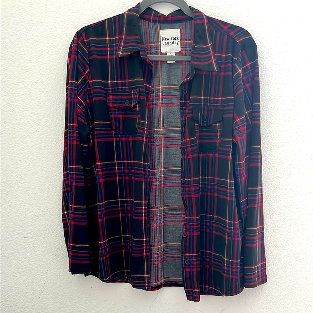 New York Laundry Black and Red Flannel Shirt